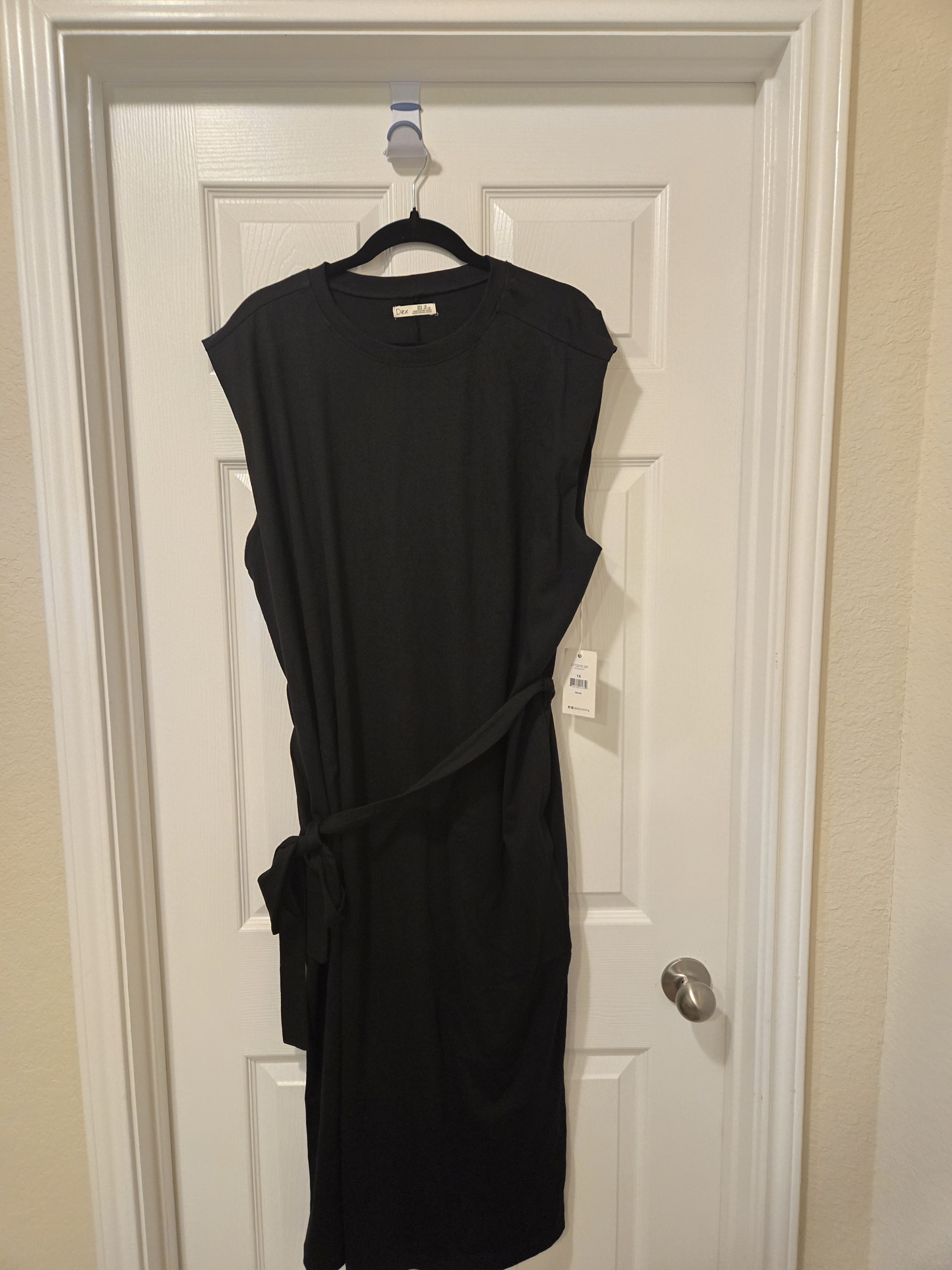 Dex Black Sleeveless Midi Dress With Self-Tie Belt